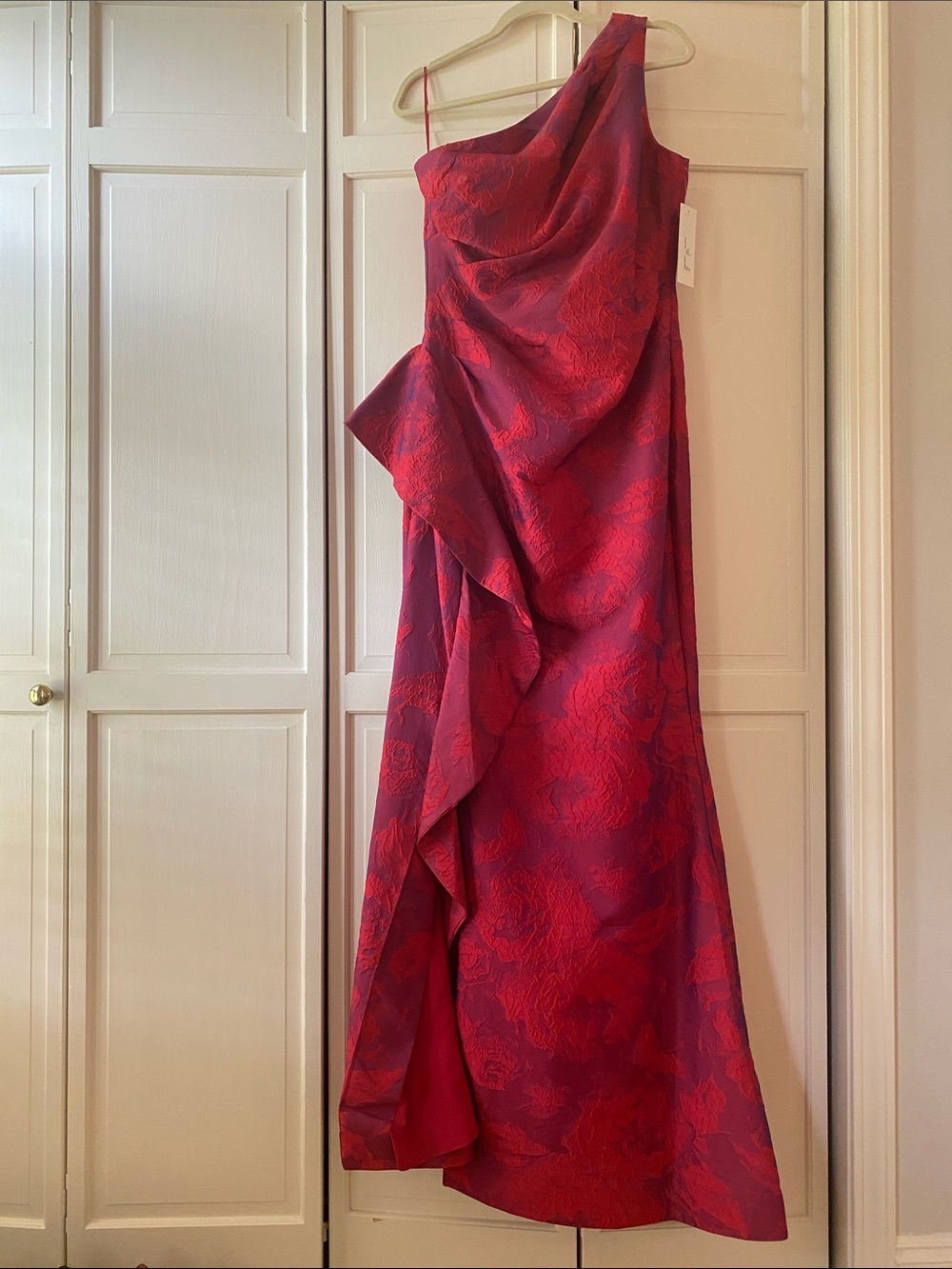 Teri Jon Red Formal Long One-Shoulder Dress NWT